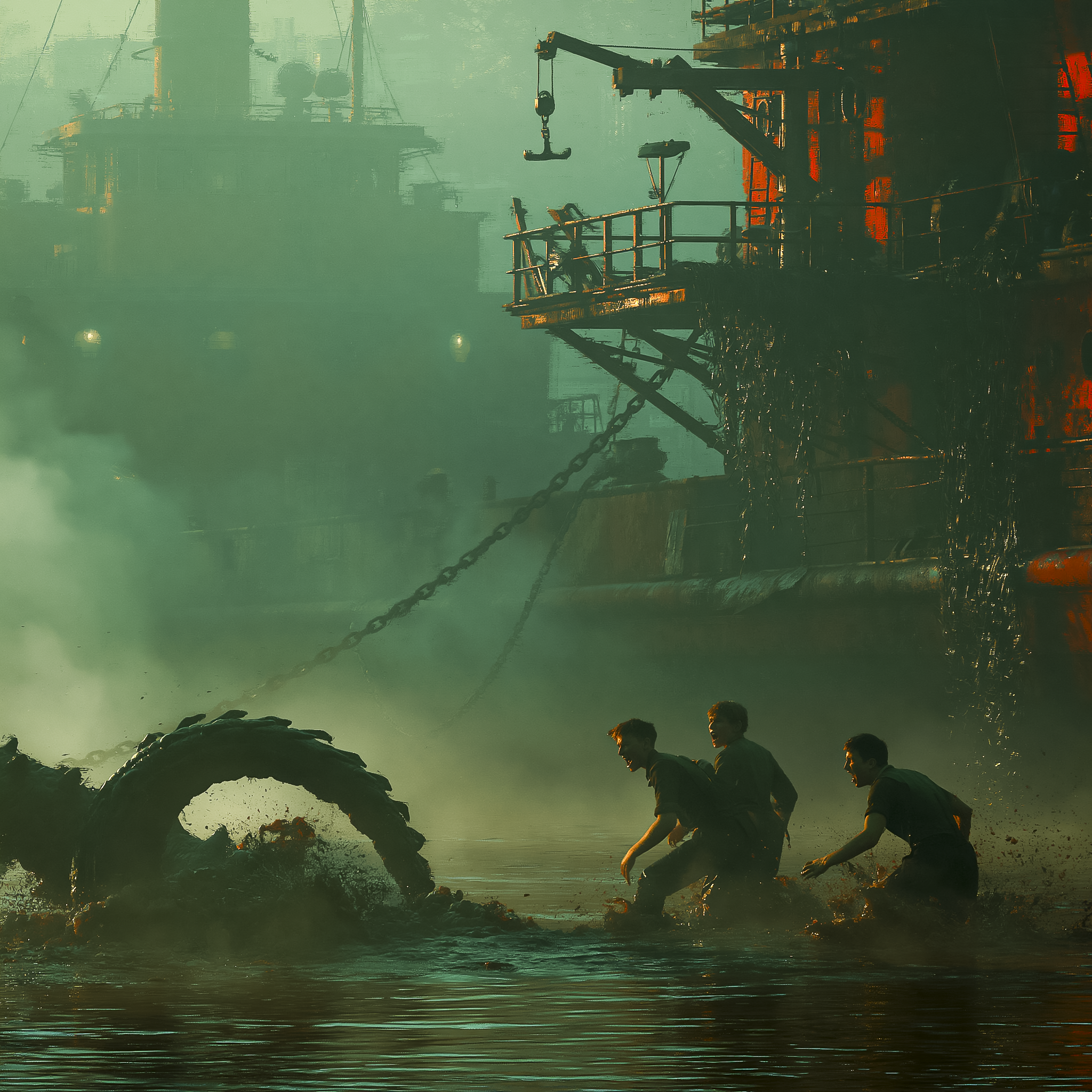 River serpent attacking prisoners - Cage Of Souls Redux 