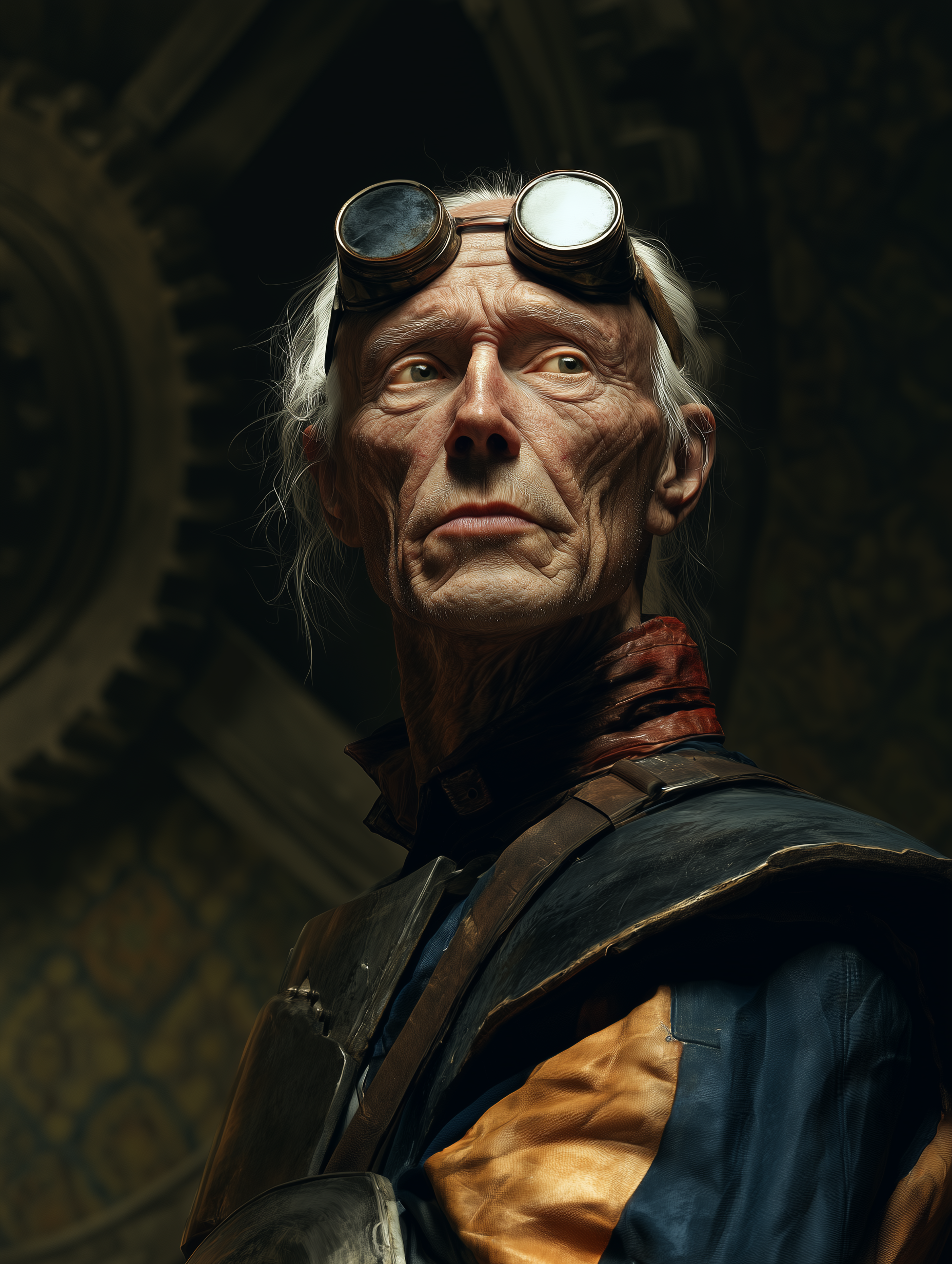 Portrait of Father Sulplice with brass goggles and white hair — Cage Of Souls Fan Art
