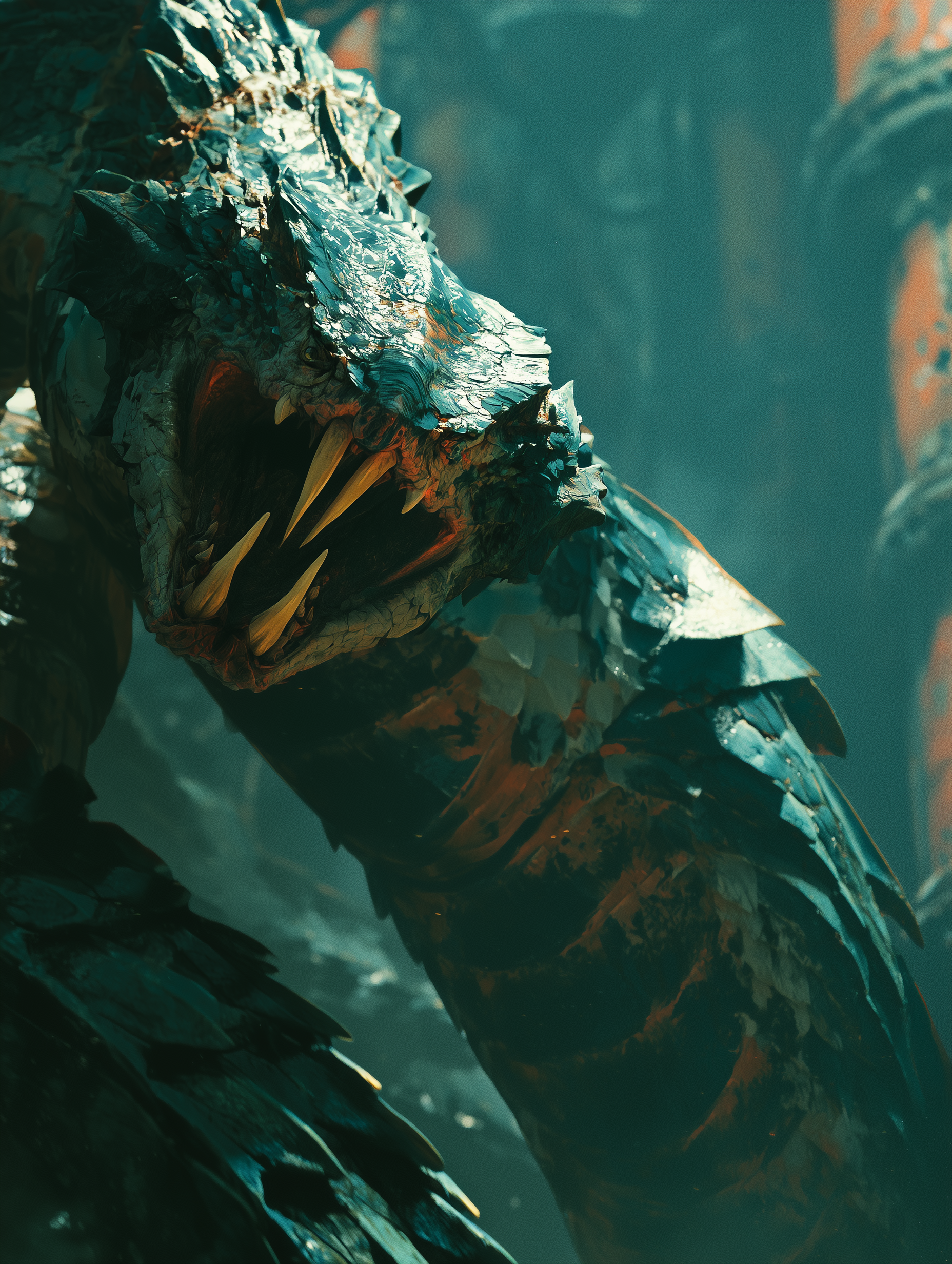 Giant snake bursting from a blocked tank with fangs bared — Cage Of Souls Fan Art